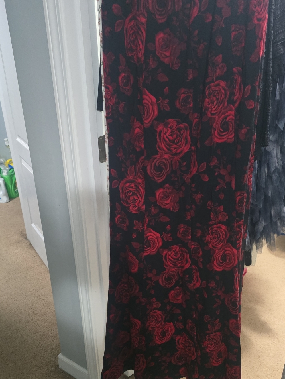 torrid Black Ponte Gown with Red Rose Print - Picture 5 of 7